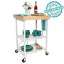 OrigamiRack Kitchen Island Cart with Wheels [OB] Open Box Items do not have color specification but will be selected at random based on availability during time of purchase (unless otherwise specified) Open Box Items are eligible for returns and replacements within 30 days of purchase but do not come with any extended warranty Unfolds in under 5 seconds - 100% pre-assembled with no tools, assembly or significant time required Folds flat for easy storage around the kitchen and home. Easily rolls in any surface and can be used as both a kitchen 