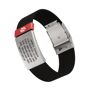 RoadId Medical ID Silicone Clasp 19mm Slate A must-have for anyone with medical needs, this 13mm Slate medical ID bracelet features a trim-to-fit silicone band with a classic tri-fold clasp. Every medical ID comes equipped with a matching medic alert Badge. Medical alert IDs are ideal for those with special needs like allergies, type 1 and type 2 diabetes, non-verbal autism, Alzheimers, and more. Adjustable - one size fits all. Crafted from comfortable, all-weather silicone. Engraving is guaranteed for life. Made from medical grade st 