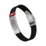 RoadId Medical ID Elite Silicone Clasp 13mm Slate A must-have for anyone with medical needs, this 13mm Slate medical ID bracelet features a trim-to-fit silicone band with a classic tri-fold clasp. Every medical ID comes equipped with a matching medic alert Badge. Medical alert IDs are ideal for those with special needs like allergies, type 1 and type 2 diabetes, non-verbal autism, Alzheimers, and more. Adjustable - one size fits all. Crafted from comfortable, all-weather silicone. Engraving is guaranteed for life. Made from medical grade st 