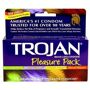 TooTimid Trojan Pleasure 12pk A great way to sample stimulating protection from Trojan, the pleasure pack features 4 different types of condoms. Twisted Pleasure have a special twisted flared shape, Her Pleasure have deep ribs near the base, Intense Ribbed have ribs throughout the condom, and Shared Pleasure condoms have warming lubricant for heated sensations. Each condom has been tested for durability and protection against STDs and unwanted pregnancy. 