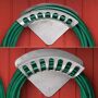 Garrett Wade Hose Rack Set Of 2: 50' And 100' Two sizes are available. What is best will depend on your needs. The Smaller Hose Rack is 13 wide and easily accommodates up to 100 ft of 1/2 garden hose or 50 ft of 5/8 hose. The Larger Hose Rack (16 wide) will easily accommodate 100 ft of 5/8 hose or even more if your hanging loops are relatively long. Having personally experienced bent or broken light sheet steel racks for years, this writer was thrilled to see new racks. The quality is superb. They are not cheap initially but will be so over 