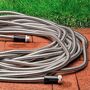 Garrett Wade 100' Stainless Steel Garden Hose This one is for a lifetime: our 100' ½  Stainless Steel Garden Hose. It is kink-proof, puncture-proof, tear- and crack-proof, animal-proof, and corrosion and rust-proof. These seven  proofs  are a clear guarantee of its value. It may not be the last hose you ever buy-maybe you'll want another-but you will never have to replace it. Note: This hose is not intended to be used for drinking water. The hose liner is made from PVC. 