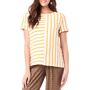 Loyal Hana Nursing Ginger Striped Top - Size: X-SMALL - WHITE/YELLOW Loyal Hana  Ginger  top in contrasting stripes, featuring hidden front zip for convenience. Approx. length: 25.5 L from shoulder to hem; 25.5 L down center back. Crew neckline. Half sleeves. Relaxed silhouette. Straight hem. Cotton. Imported. 