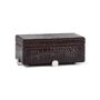 Labrazel Discus Box - Size: unisex Box handcrafted of fine, croc-embossed calf leather;. Designed by Roger Thomas. 4.25 L x 7.75 W x 3.25 T. Made in Italy. 
