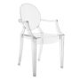 Kartell Louis Ghost Chairs, Set of 4 - Size: unisex Set of four chairs. Made of lightweight, shatterproof polycarbonate plastic. For indoor and outdoor safe. 21.3 W x 21.6 D x 36.6 T. Made in Italy. Boxed weight, approximately 53.8 lbs. 