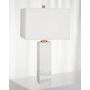 Jonathan Adler Canaan Table Lamp - Size: unisex Marble table lamp with steel hardware. Shade dimensions: 16 Sq. (15.5  at top) x 11 T. Overall: 16 Sq. x 30 T. Uses one type-A 150-watt bulb (not included). Socket type: medium plated sheet E26. UL listed. Assembly required. Imported. Boxed weight, approximately 40 lbs. 