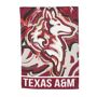 EVERGREEN ENTERPRISES INC Texas A & M, Suede House Flag Justin Patten This Texas A & M suede house flag comes from the inspiring work of painter Justin Patten. The design eloquently depicts Reveille, a collie who is known as the First Lady of Aggieland and is Texas A & M's official mascot. Featuring the official red and white colors of Texas A & M University, this house flag is the perfect decoration to add color to your outdoor space during every college sports season. This Patten piece is truly one of a kind and makes a great gift for Texas A & M supporters. Thi 