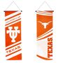 EVERGREEN ENTERPRISES INC University of Texas, Dowel Banner Showcase your loyalty to the Texas Longhorns with this unique dowel banner. Your team spirit will be on full display when you hang this colorful banner in your mancave or wherever you support your favorite NCAA team. This dowel banner is reversible, so you can easily switch between two beautiful designs. Featuring the University of Texas logo and colors, this banner is perfect for every college sports season. Crafted from durable suede fabric, the official team logo and colors in this double-sid 