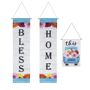 EVERGREEN ENTERPRISES INC Bless This Home Door Banner Kit Add a personalized touch to your doorway with this Bless This Home Door Banner Kit. The kit includes three designs with vibrant spring flowers and a blue plaid pattern bordering the  Bless  and  Home  parts of this uplifting message. The centerpiece reads  This  and features a classic blue plaid truck filled with vibrant spring florals. This delightful door banner kit comes with two side banners measuring 12 inches by 43 inches and a door banner measuring 12 inches by 18 inches. Crafted from 100 