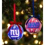 EVERGREEN ENTERPRISES INC New York Giants Set of 6 Light Up Ball Christmas Ornaments These light-up LED ball ornaments are the perfect gift and perfect addition to any sports fan's Christmas tree! This set of 6 ornaments come packaged in a full color gift box. Each ornament features team logos and colors, beaded finish and a matching bow. Batteries included. Three of each design. 