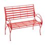 EVERGREEN ENTERPRISES INC Red Swirl Garden Bench This elegant and classic red swirl bench will make a handsome addition to your garden, patio, or porch. Powder-coated with a weather-resistant finish to prevent fading from the elements, it's outdoor-safe and constructed from high-quality iron. Assembly required. 