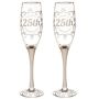 EVERGREEN ENTERPRISES INC 25th Anniversary Champagne Flutes, Set of 2 Celebrate a silver anniversary with this set of champagne flutes featuring the hand-painted words  Happy 25th Anniversary.  Made of glass, each design features rhinestone accents that were hand applied. This gift set includes 2 flutes, each holding 8 ounces and comes packaged in a gift ready box. 
