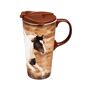 EVERGREEN ENTERPRISES INC Ceramic Running Stallion Travel Mug Perfect for an on-the-go lifestyle, this travel cup is a top seller and fan favorite. Crafted from durable ceramic, the mug is covered in charming artwork. It holds up to 17 ounces of your favorite coffee or tea and has a three-ring silicone lid that fits perfectly into the cup's molded grooves for added security. For quick cleaning and reheating purposes, it's top-rack dishwasher safe and can be microwaved. The cup comes packaged in a beautiful coordinating gift box, making it a thoughtful and 