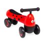 HearthSong One2Go Foot-to-Floor Ride-On Ladybug Scooter with Wide Low Base and Big Wheels, for Beginning Riders Our One2Go™ Foot-to-Floor Ride-On Ladybug is the sweetest beginner's scooter we've ever made! The name says it all: a rolling red polka dot ladybug on a smooth black base is as recognizable as a real ladybug, and just right for active and imaginative play. This little foot-to-floor ladybug scooter offers a wide, low base with a padded EVA seat for comfort, and big non-marking no-flat wheels for stability and easy access. Foot-propelled stop and go motion builds strength and confidence in y 