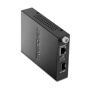 TRENDnet 100/1000BASE-T to SFP Media Converter The TRENDnet 100/1000BASE-T to SFP Media Converter is a reliable Plug-and-Play Fiber-to-Ethernet converter in a compact form factor. This versatile fiber converter supports both Multi-Mode (SX) and Single-Mode (LX) fiber standards for transmission distances of up to 80 kilometers (50 miles).The Mini-GBIC slot and Gigabit Ethernet port Auto-Negotiate between 100 and 1000Mbps transmission speeds. Diagnostic LEDs on the front of the converter convey device status. Control Auto-Negotiation (Forced/Auto-Negotiation) and Link Loss Return (Enable/Disable) with an internal dip-switch. This sturdy metal housed converter can be installed as a standalone unit and is compatible with TRENDnet's expandable 16-Bay Fiber Converter Chassis System. 