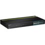 TRENDnet TPE-TG160G 16-Port Gigabit PoE+ Switch, Version v1.0R TRENDnet's 16-Port Gigabit PoE+ Switch, model TPE-TG160g, offers 16 x Gigabit PoE+ ports, a 32 Gbps switching capacity and a PoE power budget of 246 Watts. This rugged metal switch comes with a rack mount kit.  16 x Gigabit PoE+ ports 246 W PoE budget 32 Gbps switching capacity Sturdy metal switch Rack mount brackets included <b> PoE Camera Flexibility </b> The switch recognizes non-PoE, PoE (15.4 W) and PoE+ (30 W) cameras (or other PoE devices) and supplies the required amount of power automatically. <b> Full PoE Power </b> The large 246 Watt PoE power budget supplies full PoE power to every port, thereby maximizing the number of allowable connected PoE devices. <b> Gigabit Networking </b> All Gigabit ports produce a 32 Gbps switching capacity and support Jumbo Frames up to 10 KB. <b> PoE+ </b> Supplies up to 30 Watts of power per port with a 246 Watt PoE budget <b> Ports </b> 16 x Gigabit PoE+ ports <b> Switching Capacity </b> 32 Gbps switching capacity <b> Jumbo Frame </b> Sends Jumbo Frames (up to 10 KB) for increased performance <b> Energy Savings </b> Embedded GREENnet technology reduces power consumption <b> Rack Mountable </b> Rack mountable metal enclosure with included mounting kit <b> LED Indicators </b> LED indicators convey port status 