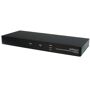 StarTech 2 Port Quad Monitor Dual-Link DVI USB KVM Switch with Audio & Hub The SV231QDVIUA 2-Port Quad Monitor Dual-Link DVI USB KVM Switch allows 2 PCs, each with 4 DVI video outputs, to share monitors, 1 microphone and set of speakers, 1 keyboard and 1 mouse as well as an additional USB 2.0 peripheral such as an external hard drive, thumb drive, printer or webcam.The Quad DVI KVM switch allows you to switch back and forth between 2 multi DVI PCs at the touch of a button, while maintaining professional-level video quality on all monitors at resolutions up to 2560x1600. The quad DVI switch also features an integrated USB hub port that allows USB 2.0 peripherals to be shared between attached systems - eliminating duplicate peripheral costs and offering the convenience of sharing stored data between PCs. Backed by a StarTech 3-year warranty and free lifetime technical support.While both DVI-I (analog mode) and DVI-D (digital only) are supported by the KVM, both source PCs must output the same signal type for proper switching. It is recommended wherever possible to use DVI-D cables across all PC to KVM and KVM to Console connections. Please contact technical support for assistance identifying your source. Switch 4 monitors and peripherals between 2 PCs  Supports beyond high definition, dual-link DVI resolutions on 4 monitors each up to 2560x1600  Switch Audio devices independently  Supports front panel push buttons and hot-key functions for computer selection  OS independent; No software or drivers required  All metal chassis for long-term durability  Hub port supports High speed USB 2.0 devices  HDCP compliant<b> Advantage </b> Dual-link DVI supports extraordinary beyond high definition resolutions of 2560x1600 on each of the 4 connected monitors for maximum screen real estate  Integrated USB 2.0 hub and Mic/Audio ports allow the user to have full multimedia control of two computers and share USB peripherals  The only 4 monitor high definition DVI KVM with USB support<b> Applications </b>  Switch four displays, mouse, keyboard, speakers, microphone and one USB peripheral between two PCs  Graphic design and Multimedia production applications  Great for CAD/CAM operators using multiple monitor systems  Financial/banking and Trading work stations with multiple monitors  High resolution medical imaging with multiple displays 