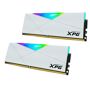 XPG SPECTRIX D50 RGB 16GB (2x8GB) DDR4 3600MHz Memory Module, White Reaching speeds of 3600MHz and sporting a maximum capacity of 16GB, the XPG SPECTRIX D50 is a monster of a memory module. It also has looks to kill with an elegant styling with geometric lines.<Br><b>Blazing Fast</b>Made with only the highest quality chips and PCBs, the D50 provides ultimate stability, reliability, and speeds of 3600MHz. What's more, it supports the latest Intel X299 and AMD TR40 platforms.<Br><b>Solid Construction</b>The D50 sports a solidly constructed 1.95mm-thick metal heatsink for excellent durability.<Br><b>Elegant Geometric Styling</b>The D50 features a clean and elegant exterior with simple geometric lines and a triangular RGB panel that fits in perfectly with the modules overall design.<Br><b>RGB Your Way</b>With the XPG RGB Sync app or a RGB software from a major motherboard brand, switch between three RGB modes - Static, Breathing, and Comet. In addition to the three modes, you can also set it to Music mode to sync with your favorite jams. <Br><b>Supports Intel XMP 2.0</b>The D50 supports Intel XMP 2.0 for hassle-free and stable overclocking without the need to go into BIOS. 