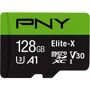 PNY Technologies 128GB Elite-X microSDXC Class 10 UHS-I U3 microSDXC Card The PNY Elite-X microSD card is rated Class 10, U3, which guarantees fast transfer speeds so you can quickly transfer and share your content while you're on the go. It is perfect for use with the latest smartphones, tablets, action cameras, 360 Degree cameras, drones and more.With the expanded usage of SD memory cards for storing applications and application data, there is a growing need for a combination of random and sequential performance levels. This demand becomes even stronger with the introduction of Android's Adopted Storage Device capability.Rated A1 for better app performance on Android(tm) devices, PNY Elite-X allows users to run apps faster and directly from the microSD card, saving more space on smartphones.PNY Elite-X also features V30 Video Speed Class, ideal for recording 4K Ultra HD content at higher resolution rate of 4096x3072(pix). Multi-File recording enabled to allow for saving/streaming video from drones, 360 Degree cameras and action cameras. Video capture modes that simultaneously capture high-quality still pictures.<b>Up to 100MB/s Read Speed</b>Rated Class 10, U3, PNY Elite-X microSD guarantees fast transfer speeds of up to 100MB/s read.<b>A1 - App Performance microSD Card</b>Rated A1 for better app performance on Android(tm) devices, PNY Elite-X allows users to run apps faster and directly from the microSD card.<b>Video Speed</b>V30 Video Speed Class ideal for recording 4K Ultra HD content at high resolution rate of 4096x3072(pix). 