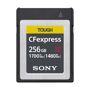 Sony 256GB CFexpress Tough Memory Card, 1700 MB/s Read, 1480 MB/s Write <b>Incomparably fast, wherever you goEmbrace speed with the new CFexpress memory card</b>With incredible speeds of up to 1700MB/s (read) and 1480MB/s (write), this memory card is ready to support the future evolutions of high-end cameras and camcorders. Sony CFexpress memory card is designed for professional photographers, videographers and enthusiasts looking to boost workflows with unrivalled speed and exceptional reliability.<b>Built for breathtaking speed</b>Whether you're taking high resolution burst shots on full-frame DSLR/mirrorless cameras or high bitrate video on a professional grade camcorder, this card has the speed you need to capture the action. Be ready for the high speed of future high-end cameras and camcorders.<b>Made incredibly tough</b>Designed tough with superior strength more than 3x greater than the CFexpress standard of bending, with additional rigidity tested to 70 newtons of force. Capable of withstanding 16.4-ft drops, extreme temperatures, X-rays, electrostatic and intensive UV sunlight, it's ready for the most challenging environments.<b>Work faster, be more productive</b>A natural evolution of XQD and CFAST standards, CFexpress memory cards open up worlds of opportunity for professionals. Handling high-resolution files and high-speed recordings in a small but rugged format, it's perfect for speeding up workflows and improving productivity, allowing you to have more time available for creative work.<b>Rapid-response photography</b>With write speeds of up to 1480 MB/s, this is one of the fastest memory cards around. Ideal for uncompressed continuous RAW shooting of fast-moving action such as motorsports and wildlife.<b>High-grade videography</b>CFexpress enables stable high-bitrate video capture at 4K resolution and beyond, making it a natural partner for high-end camcorders.<b>Ultra-efficient workflow</b>Transfer and backup large-sized data such as batches of high-resolution photos or high bitrate videos to a PC faster than ever with the optimized card reader MRW-G1, leaving you more time to retouch and edit your content.<b>Speed up with the CFexpress card reader</b>Optimized for Sony CFexpress memory cards, this optional card reader  MRW-G1  allows you to transfer data via a USB interface and take full advantage of high speed backups and more efficient workflows. It's compact, easy to carry and works with both Sony CFexpress Type B and Sony XQD G series and M series memory cards.<b>Rugged. Reliable. Ready.</b>Take your CFexpress memory card to sports events, location shoots or on outdoor expeditions. It' designed for extended professional use in the most challenging environments such as snow-covered mountains and sand-blown deserts so you can shoot, swap and store with total confidence.<b>For the roughest places</b>With a tough design, CFexpress memory cards offer superior strength more... 