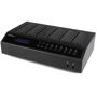 StarTech USB 3.0 / eSATA 6-Bay 1:5 Hard Drive Duplicator Dock The SATDOCK5U3ER Hard Drive Duplicator & Docking Station lets you clone a 2.5in or 3.5in SATA hard drive (HDD) or solid-state drive (SSD) to five other SATA drives simultaneously, as a standalone device. The duplicator also lets you erase up to 5 drives, without a host connection. You can also use the duplicator as a 5-bay HDD / SSD docking station, by connecting it to a host computer system through either USB 3.0 or eSATA. With support for high-capacity drives (tested with up to 6TB), this is a simple and cost-effective way to boost your data storage/backup capabilities. Save time with 1:5 mass drive duplication & 5-drive mass erasing  Hassle-free standalone operation with built-in digital LCD display  Maximize versatility with eSATA & USB 3.0 host connections, charge only USB fast-charge ports, plus docking station, eraser and duplicator in a single device  Sector-by-sector drive duplication at 7 GBs per minute  Erase up to five drives simultaneously with single-pass and multi-pass overwriting / DoD erasing  eSATA and USB 3.0 host interface connections  Supports 2.5in or 3.5in form factor hard drives (HDD) or solid-state drives (SSD)  Supports SATA revision I/II/III (1.5/3.0/6.0 Gbps) drives  Compatible with USB 3.0/2.0/1.1 (5 Gbps / 480 Mbps / 1.5 Mbps)  Built-in dual cooling fans with speed control<b> Optimized Productivity </b> By copying data from one drive to five drives simultaneously, the hard drive cloner helps boost your productivity by avoiding the hassle of repeatedly swapping drives in and out during high volume duplication projects. Plus, the dock supports erasing up to five drives simultaneously with multiple operating modes, including Quick Erase as well as Multipass Overwriting (DoD) -- the ideal solution for permanently erasing confidential information and helping to protect your business and your clients from identity theft.<b> Hassle-Free Performance </b> With a built-in LCD display, the SATDOCK5U3ER makes it easy to monitor duplication progress and review copy/erase results and drive diagnostics during standalone operation. The housing has also been specifically designed with ease-of-use in mind. The drive slots feature a dual-profile design to support hassle-free swapping between 2.5in and 3.5in hard drives and solid-state drives without having to use additional brackets or adapters.<b> Maximum Versatility </b> With the option to connect the docking station through either eSATA or USB 3.0, the SATDOCK5U3ER provides a versatile solution for expanding the storage capability of almost any laptop or desktop computer. For fast performance, you can connect the docking station to your computer through eSATA for efficient data transfer speeds up to 3 Gbps. For broader system compatibility, you can connect the dock through USB 3.0, which is also backward compatible with USB 2.0/1.1 host connections.The SATDOCK5U3ER also... 