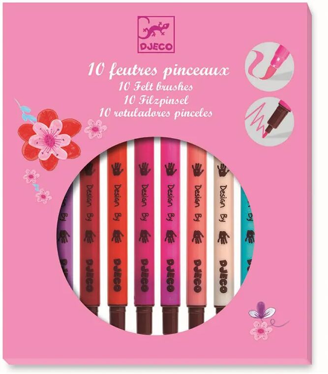 Djeco Pinsel-Filzstifte-Set GIRL mit 10 Farben