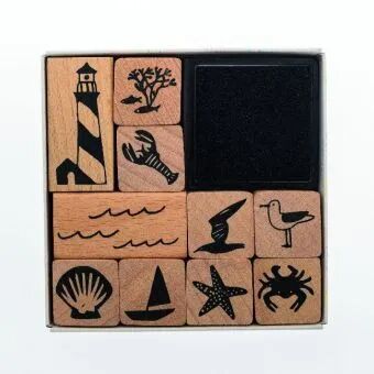 RICO DESIGN Stempel-Set MARITIM 11er-Pack aus Holz