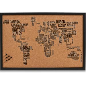 Zeller Present Pinnwand »World Letters«, rechteckig, aus Kork, Motiv Weltkarte schwarz Größe