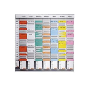 kaiserkraft T-Kartenplaner, Wochenplaner, 7 Module mit je 24 Schlitzen, mit 800 T-Karten in 8 Farben