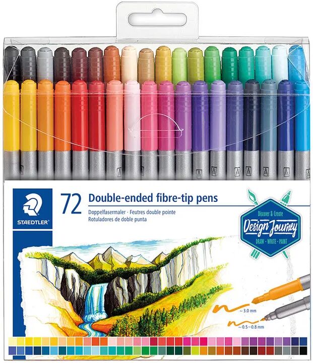 Staedtler 3200 TB72 Doppelfasermaler DESIGN JOURNEY im Etui mit 72 Farben