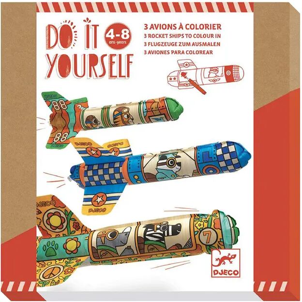 Djeco Ausmal-Set DO IT YOURSELF – AM HIMMEL mit 3 Flugzeugen