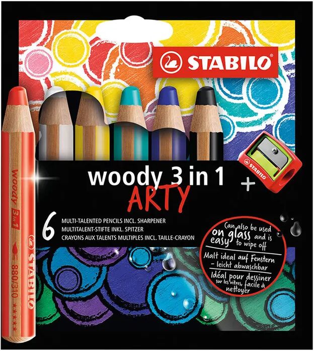 STABILO® Buntstift STABILO® WOODY ARTY 3in1 6er mit Spitzer