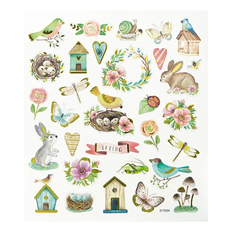 folia Charming-Sticker SPRING I mit 2 Bögen in bunt