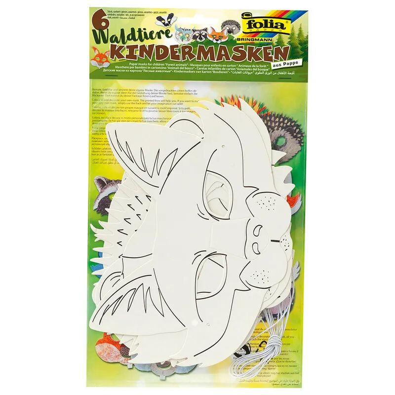 folia Kindermasken WALDTIERE 6-teilig zum Bemalen in weiß