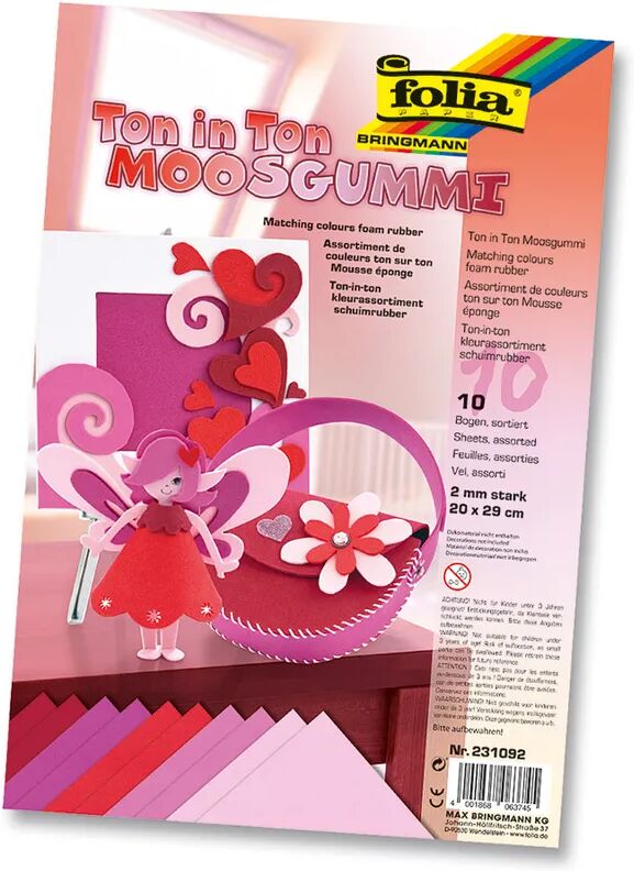 folia Moosgummi TON IN TON 10-teilig in rosa/rot