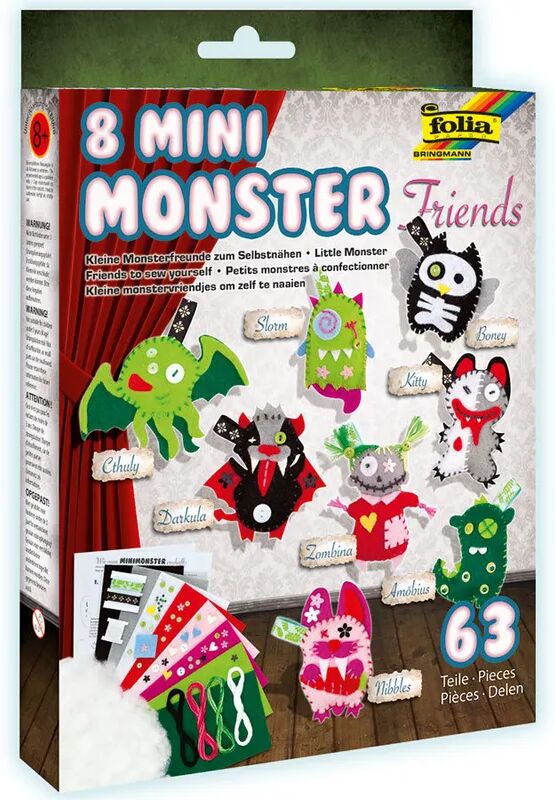 folia Näh-Set MINI MONSTER FRIENDS 63-teilig in bunt