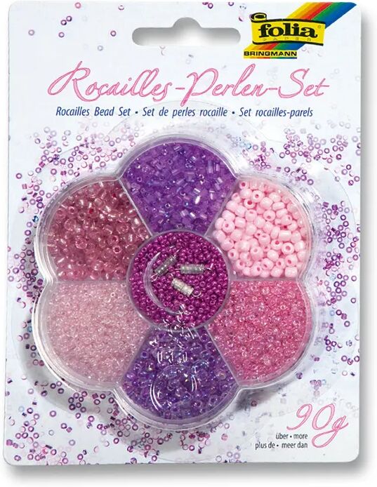 folia Rocailles-Perlen-Set BEAUTY in rosa/lila