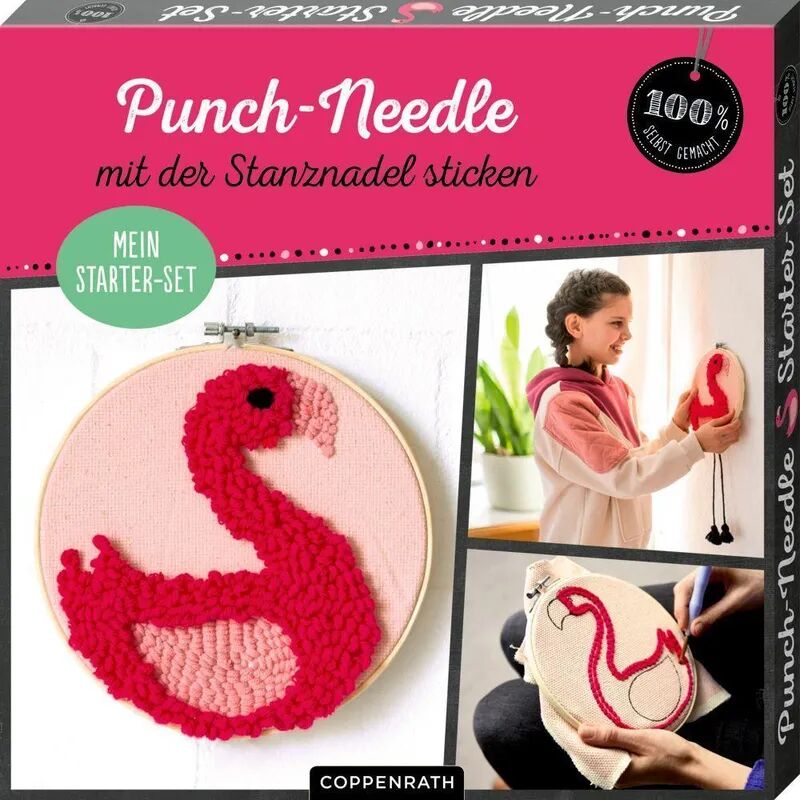 COPPENRATH VERLAG Starter-Set PUNCH-NEEDLE – FLAMINGO 8-teilig