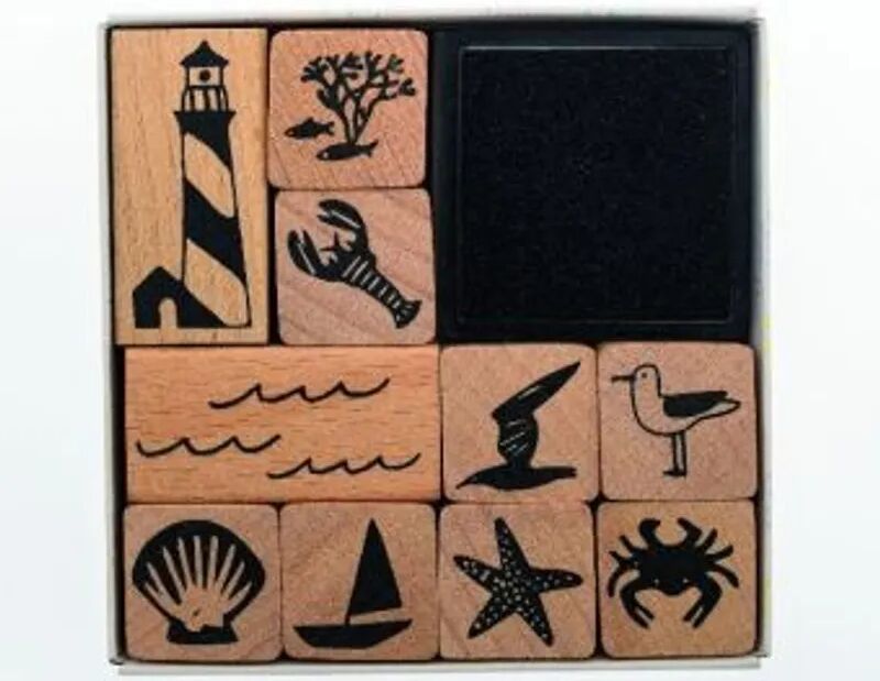 RICO DESIGN Stempel-Set MARITIM 11er-Pack aus Holz