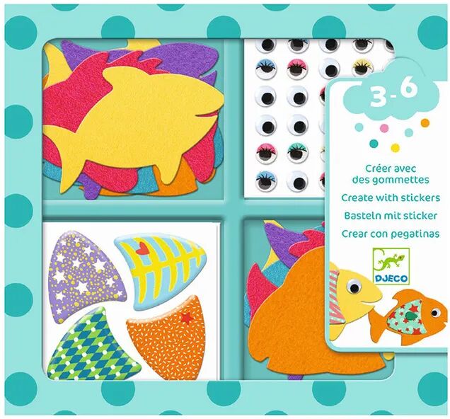 Djeco Sticker-Bastelset ICH LIEBE FISCHE in bunt