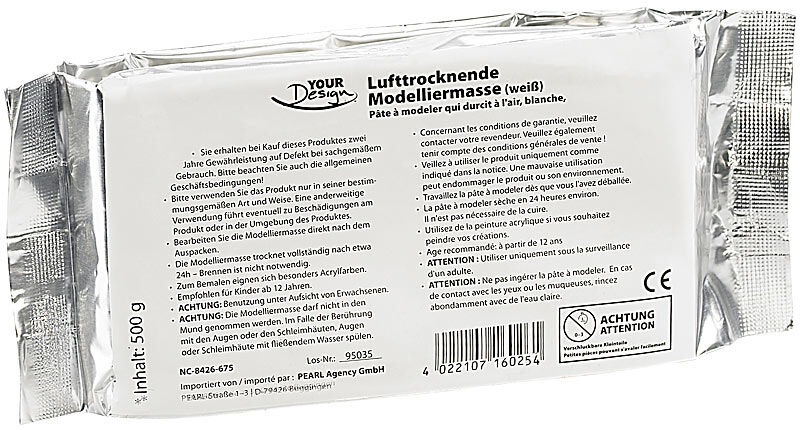 Your Design Lufttrocknende Modelliermasse, weiß, 500 g