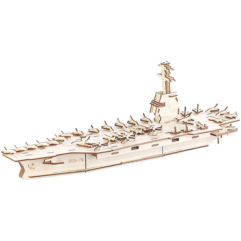 Playtastic 3D-Bausatz Flugzeugträger aus Holz, 117-teilig