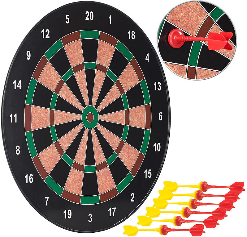 Playtastic Magnetische Dartscheibe mit 12 Pfeilen, je 6x gelb und rot, Ø 40cm