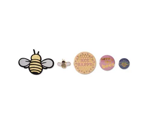 Tchibo Anstecker-und-Bügelbild-Set »Biene« - Tchibo - Mehrfarbig Buttons Weissblech, FSC®-zertifiziertes Papier und Laminierfolie Bügelbild Filz, Gewebe, Garn und Plastik