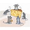 zuty Myšky a sýr, 80×100 cm, vypnuté plátno na rám