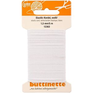 buttinette Elastik-Kordel, weiß, Stärke: 1,5 mm, Länge: 5 m