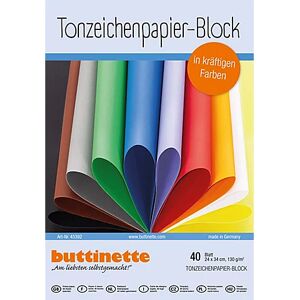 buttinette Tonzeichenpapier-Block, bunt, 24 x 34 cm, 40 Blatt