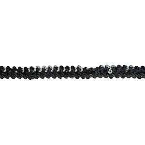 Elastik-Paillettenband, schwarz, Breite: 20 mm, Länge: 3 m