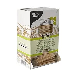 Papstar 12000 Stück Zahnstocher einzeln verpackt, Holz rund 6,5 cm mit Menthol