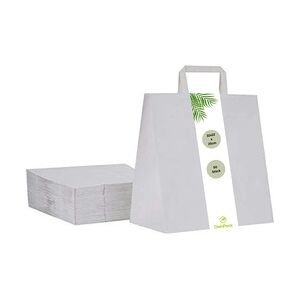 DeinPack Umweltschonende Papier Tragetaschen klein 50 x weiße Papiertragetasche 32 x 22 x 25 cm